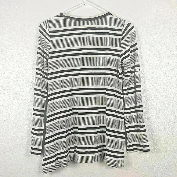 Max Studio Striped Long Sleeve V Neck Shirt - Picture 6 of 7